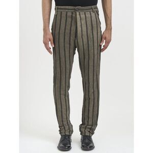 NOSTRASANTISSIMA Men's Striped Linen Blend Trousers Men GREEN Pants